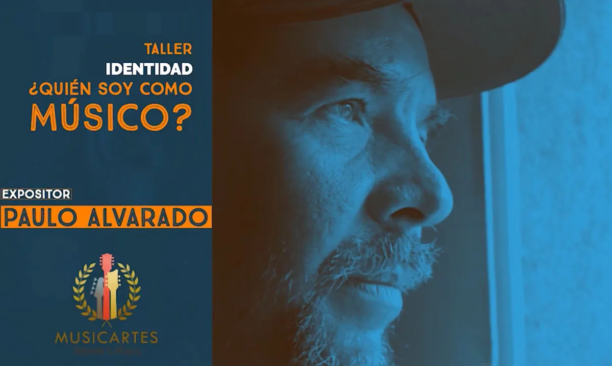 Gráfico del taller «Identidad: ¿quién soy como músico?» con el expositor Paulo Alvarado.