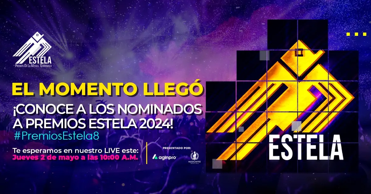 Gráfico «El momento llegó: ¡conoce a los nominados a Premios Estela 2024!» con el logo de los premios.